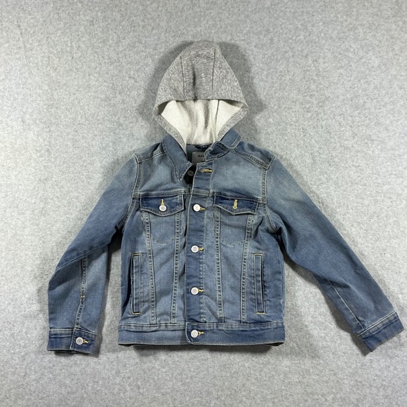 Old Navy Other - Old Navy Kids Denim Jacket with Grey Hood Medium Wash Size M 8